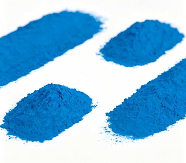 Phycocyanin blue spirulina powder macro photography