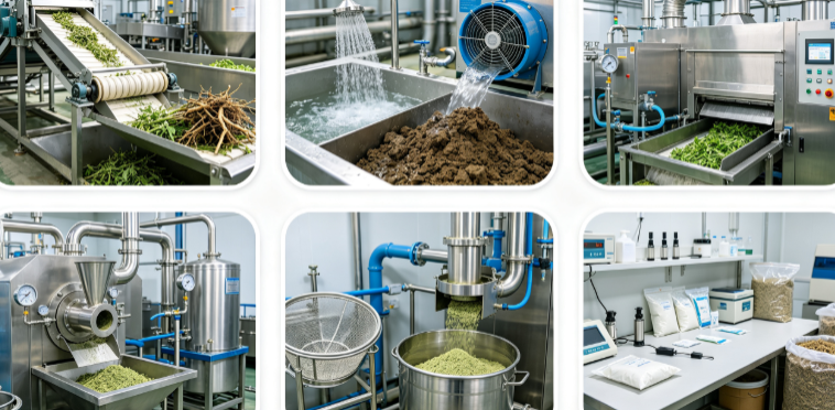 Grinding and sterilization process flowchart for dandelion herb powder Grinding and sterilization process flowchart for dandelion herb powder