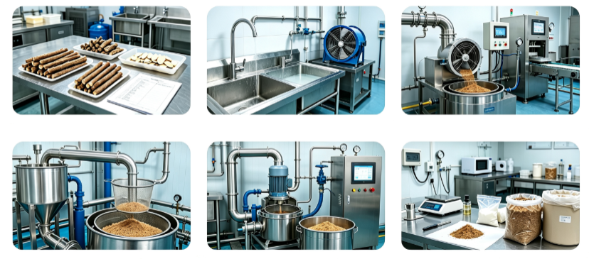 Grinding and sterilization process flowchart for Panax ginseng root powder Grinding and sterilization process flowchart for Panax ginseng root powder