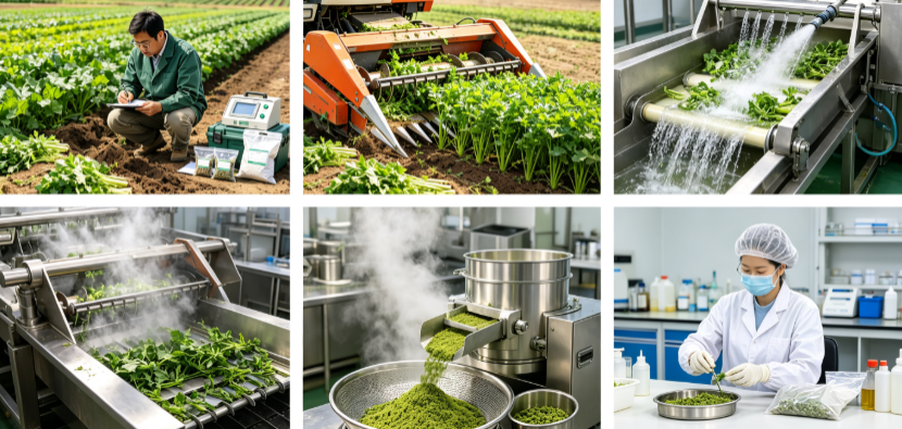 Grass raw material drying and milling process flowchart for alfalfa grass powder Grass raw material drying and milling process flowchart for alfalfa grass powder