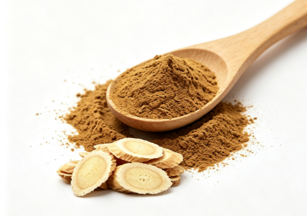 Astragalus Root Powder close‑up texture detail Astragalus Root Powder close‑up texture detail