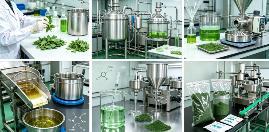 Extraction and purification process flowchart for sodium copper chlorophyllin powder Extraction and purification process flowchart for sodium copper chlorophyllin powder