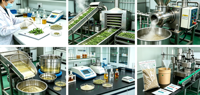 Extraction and purification process flowchart for beta ecdysterone powder