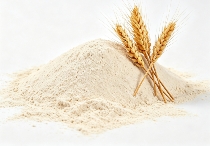 Triticum aestivum wheat protein powder macro photography