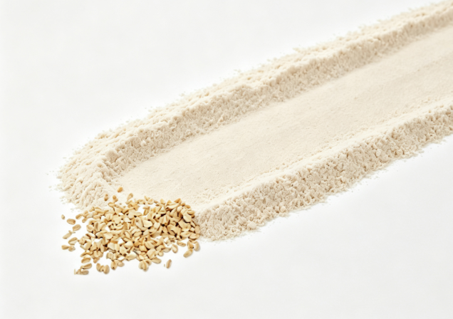 Avena sativa oat protein powder macro photography
