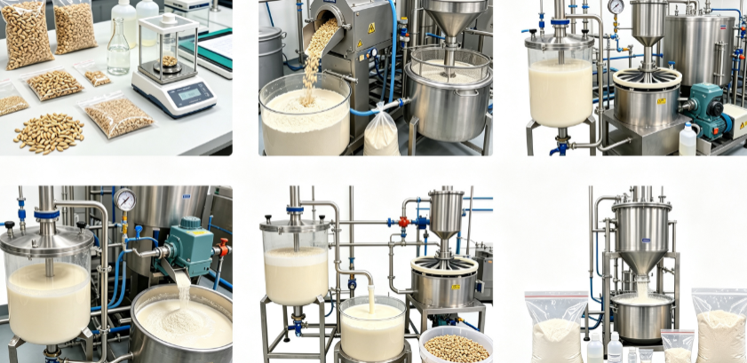 Enzymatic extraction process flowchart for oat protein powder