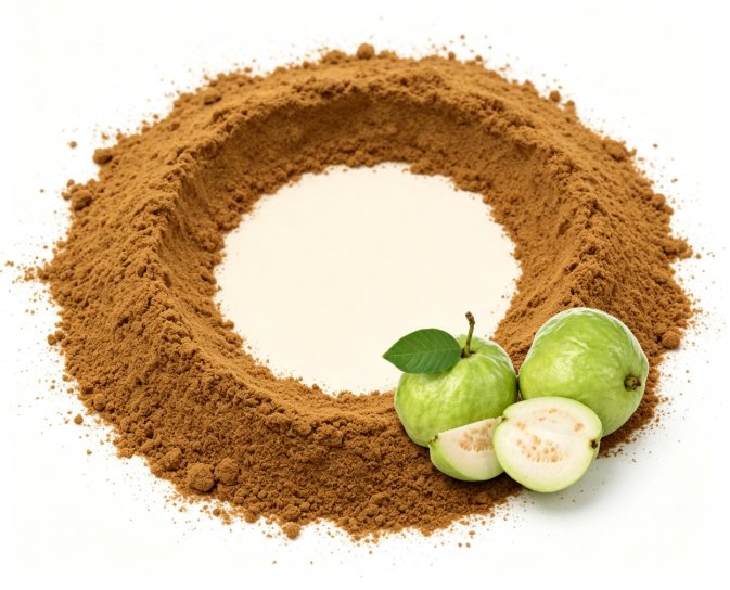 Psidium guajava fruit spray dried powder macro photography Psidium guajava fruit spray dried powder macro photography