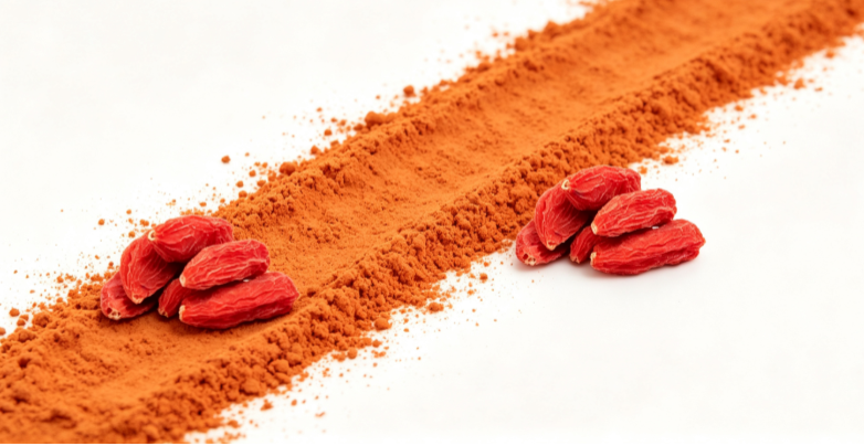 Orange-red Goji Berry Powder fine powder detail Orange-red Goji Berry Powder fine powder detail