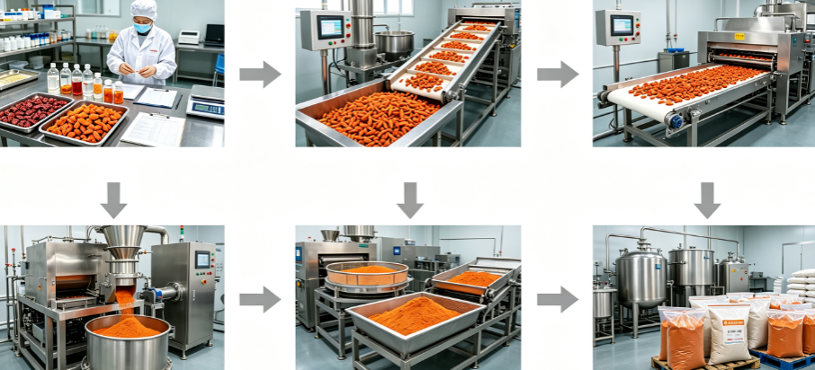 Low temperature spray drying process flowchart for goji berry powder Low temperature spray drying process flowchart for goji berry powder
