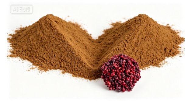 Schisandra Extract close-up texture detail Schisandra chinensis dried fruit extract powder macro photography Schisandra Extract close-up texture detail Schisandra chinensis dried fruit extract powder macro photography