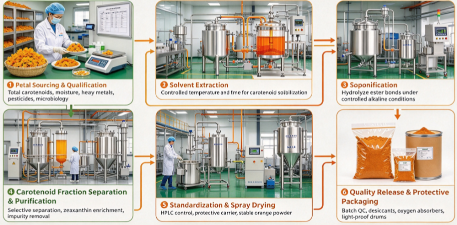 Low temperature extraction process flowchart for zeaxanthin Low temperature extraction process flowchart for zeaxanthin