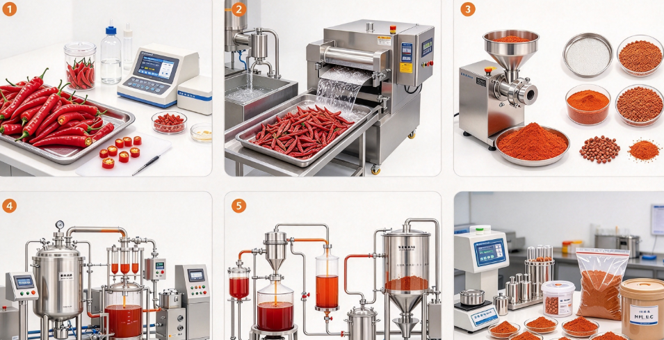 Ethanol extraction and capsaicinoid standardization process flowchart for chili pepper extract ScreenShot_2026-10-28_171615_904.png