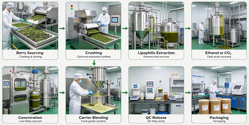 Low temperature extraction process flowchart for saw palmetto extract ScreenShot_2026-10-12_114832_848.png