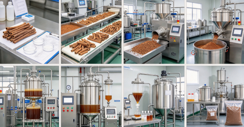 Aqueous-alcohol extraction and coumarin control process flowchart for cinnamon twig extract ScreenShot_2026-10-22_163213_981.png